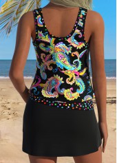 Multi Color Mid Waisted Pocket Paisley Print Tankini Set | thumb picture 