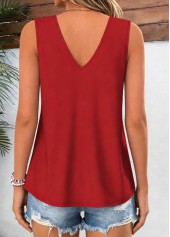 Red Floral Print Twist Sleeveless V Neck Tank Top | thumb picture 