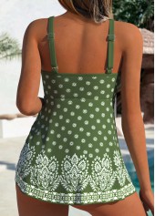 Green Layered Tribal Print One Piece Swimdress | thumb picture 