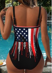 American Flag Black Patchwork One Piece Swimwear | thumb picture 