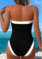 Black Patchwork Round Neck One Piece Swimwear | thumb picture 