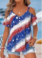 American Flag Multi Color Twist Short Sleeve T Shirt