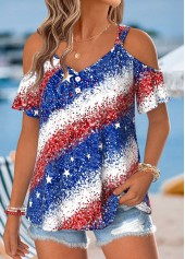 American Flag Multi Color Twist Short Sleeve T Shirt | thumb picture 