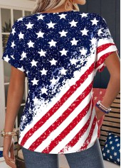 American Flag Red Tummy Coverage Short Sleeve T Shirt | thumb picture 