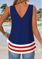 Navy Flag Print Tie Strappy V Neck Tank Top | thumb picture 