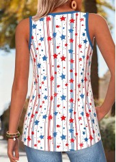 Blue Flag Print Curved Hem Sleeveless Tank Top | thumb picture 