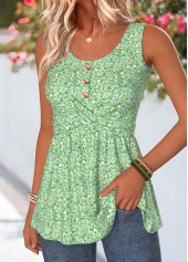 Light Green Ditsy Floral Print Corset Sleeveless Tank Top | thumb picture 