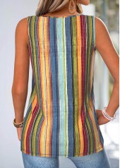 Multi Color Striped Tie Sleeveless V Neck Tank Top | thumb picture 