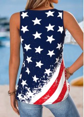 Navy Flag Print Curved Hem Sleeveless Tank Top | thumb picture 