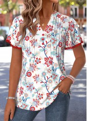 Multi Color Floral Print Patchwork Short Sleeve T Shirt | thumb picture 