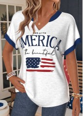 American Flag Raw White Tummy Coverage T Shirt | thumb picture 