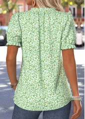 Light Green Ditsy Floral Print Tuck Stitch T Shirt | thumb picture 