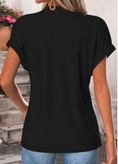 Black Geometric Print Patchwork Short Sleeve T Shirt | thumb picture 