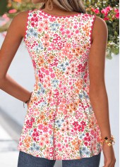 Light Pink Floral Print Wrap Sleeveless Tank Top | thumb picture 