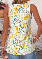Light Yellow Floral Print Patchwork Sleeveless Tank Top | thumb picture 