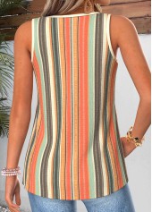 Multi Color Patchwork Sleeveless Round Neck Tank Top | thumb picture 