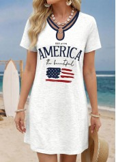 American Flag White Short Tummy Coverage Round Neck Dress | thumb picture 