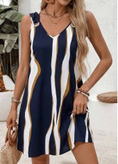 Multi Color Geometric Print Short Tummy Coverage Strappy Dress | thumb picture 