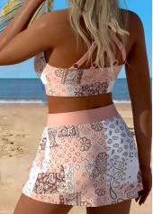 Dusty Pink High Waisted Drawstring Paisley Print Bikini Set | thumb picture 