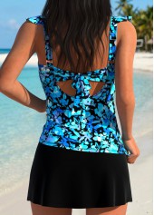 Cyan Mid Waisted Surplice Floral Print Tankini Set | thumb picture 