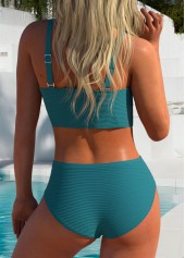 Peacock Blue Mid Waisted Criss Cross Bikini Set | thumb picture 