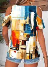 Multi Color Tribal Print Curved Hem T Shirt | thumb picture 