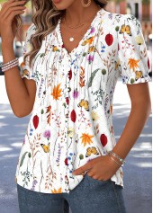 Multi Color Ditsy Floral Print Frill T Shirt | thumb picture 
