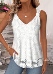 White Layered Strappy V Neck Tank Top