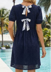 Navy Short Tummy Coverage V Neck Dress