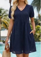 Navy Short Tummy Coverage V Neck Dress | thumb picture 