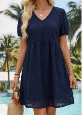Navy Short Tummy Coverage V Neck Dress | thumb picture 