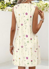Beige Floral Print Short Tummy Coverage Sleeveless Dress | thumb picture 
