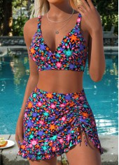 Multi Color Mid Waisted Two-piece Floral Print Bikini Set | thumb picture 