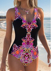 Black Pull On Tribal Print One Piece Swimwear | thumb picture 