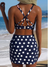Multi Color Mid Waisted Three-piece Flag Print Bikini Set | thumb picture 
