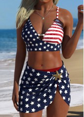 Multi Color Mid Waisted Three-piece Flag Print Bikini Set | thumb picture 