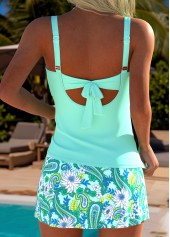 Mint Green Mid Waisted Paisley Print Tankini Set | thumb picture 