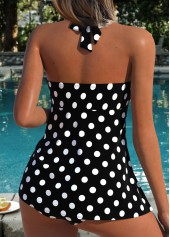 Black Layered Polka Dot One Piece Swimdress | thumb picture 