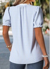 Dusty Blue Striped Frill Short Sleeve T Shirt | thumb picture 