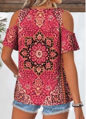 Hot Pink Tribal Print Tummy Coverage T Shirt | thumb picture 