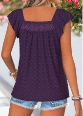 Purple Curved Hem Short Sleeve Square Neck Tank Top | thumb picture 