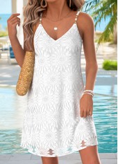 White Short Layered Strappy V Neck Dress