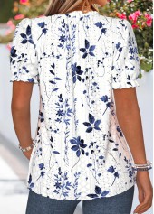 Navy Floral Print Frill Short Sleeve T Shirt | thumb picture 