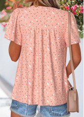 Light Pink Floral Print Patchwork Short Sleeve T Shirt | thumb picture 