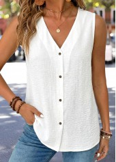 White Tummy Coverage Sleeveless V Neck Tank Top | thumb picture 