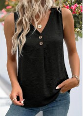 Black Tummy Coverage Sleeveless V Neck Tank Top
