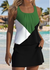 Black Mid Waisted Two-piece Tankini Set | thumb picture 