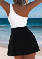 Black Patchwork One Shoulder One Piece Swimdress | thumb picture 