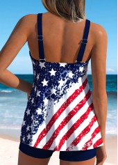 American Flag Navy Mid Waisted Patchwork Tankini Set | thumb picture 
