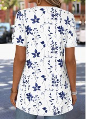 White Floral Print Short Sleeve Fake Two Piece Twinset | thumb picture 